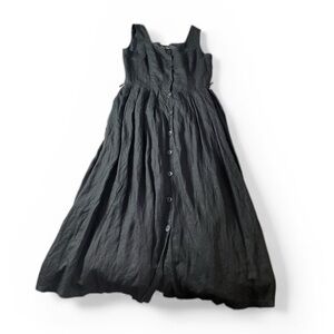 Vintage Laura Ashley Black Linen Maxi Dress 10